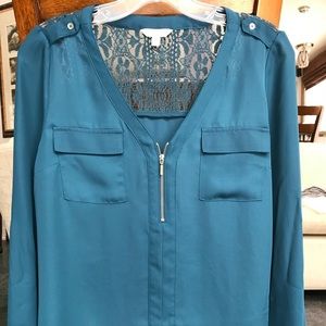 Candie’s Dark Teal Half Zipper Long Sleeve